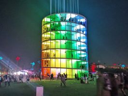 Coachella festival rainbow Spectra tower